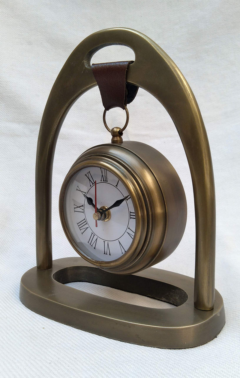 Royal Handicrafts Brass Finish Table Clock Antique Style