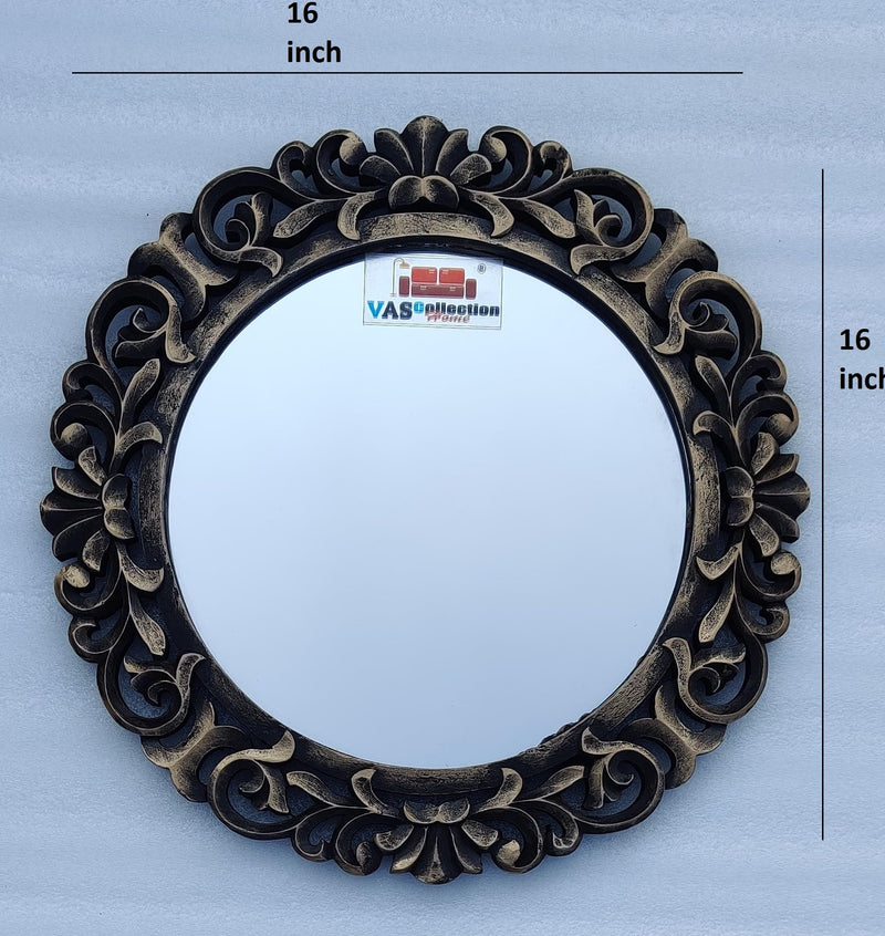 Vas Collection MDF Mirror Frame (Square) Fro Wall Decor,Bedroom,Living Room, & Hallway (Golden Antique)