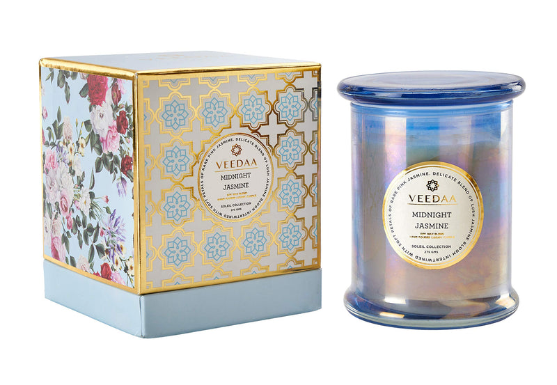 VEEDAA Midnight Jasmine Danube Glass Soy Scented Candle (Burns 45 hours)