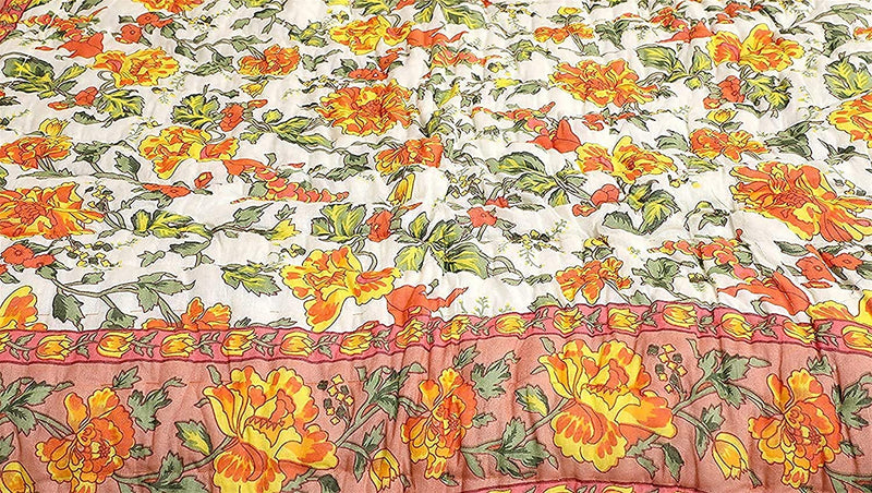 MANAVI ENTERPRISES Rajasthani AC Room Jaipuri Rajai/Razai Single Bed Pure Cotton Garden Flower Printed Jaipuri Razai/Rajai/Quilt/Blanket/Dohar(55X85 inch) Set of 2