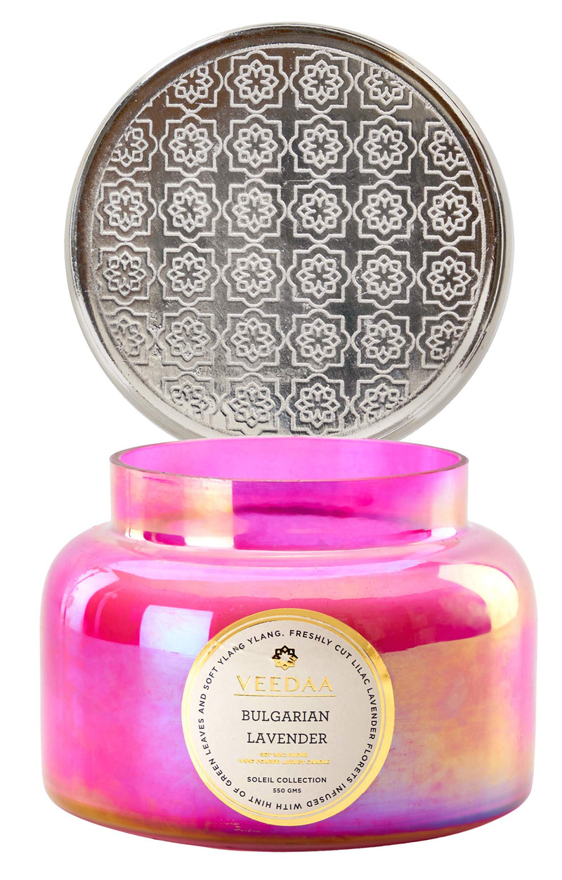 VEEDAA Bulgarian Lavender Macaron Glass Soy Scented Candle (Burns 65 hours)