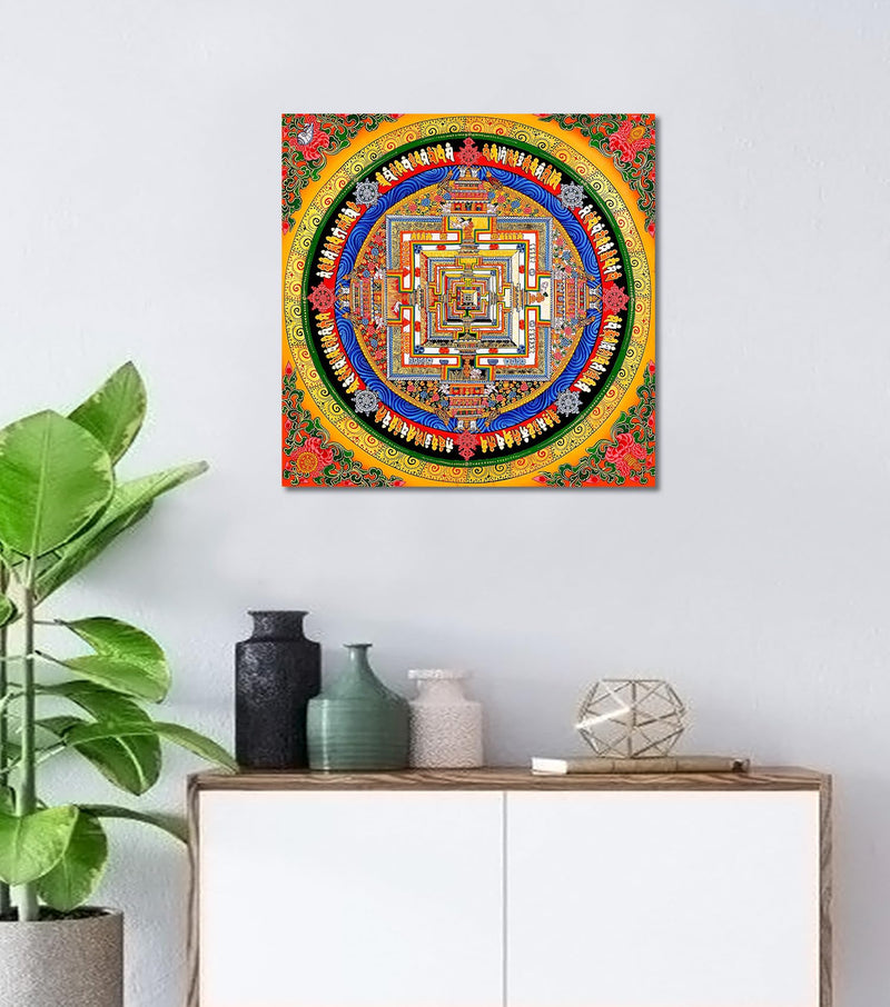 Tamatina Mandala Art Canvas Painting | Kalachakra Mandala|Size - 24X24 Inches.p73