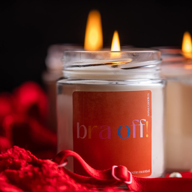 Bra Off - Funny Scented Aroma Candles | Scented Candles Gift Set For Women Girls | Candle Gift For Boyfriend Girlfriend Husband Wife | Summer Candles, Set of 1, 40+hrs, Rose Lavender Citrus Sandalwood