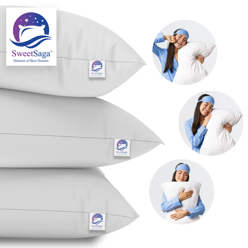 SWEETSAGA Microfiber Luxurious 5 Star Hotel Feel Premium Class Soft Big Size Sleeping Pillow For Luxury Home Bed - 20X38 Inch Vacuum Packed 1, White