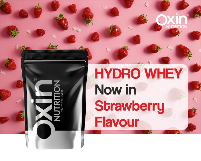 Oxin Nutrition Hydro Whey Protein Powder Supplement Zero Sugar Low Carb & Low Fat Zero Sugar Hydro Whey Isolate Protein 1kg/ 2.2 lbs (Strawberry Punch)