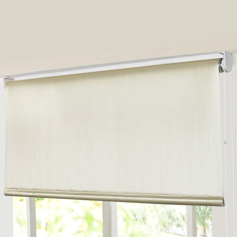 Deco Window Blackout Jacquard Roller Blinds for Windows (36" W X 84" L, Champagne) Room Darkening Roll-Up Shades Sun UV Protection Polyester Curtains for Home & Office