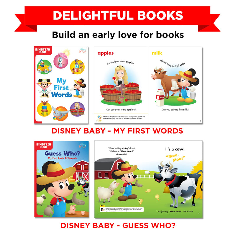 Einstein Box Featuring Disney for 1-Year-Old Boys/Girls | Board Books and Pretend Play Gift Pack | Learning and Educational Toys and Games | with Mickey and Minnie Mouse |