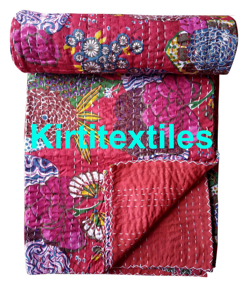 Kirti Textile and Handicraft Cotton 60 TC Throw Bedsheet (Twin, Multicolour)