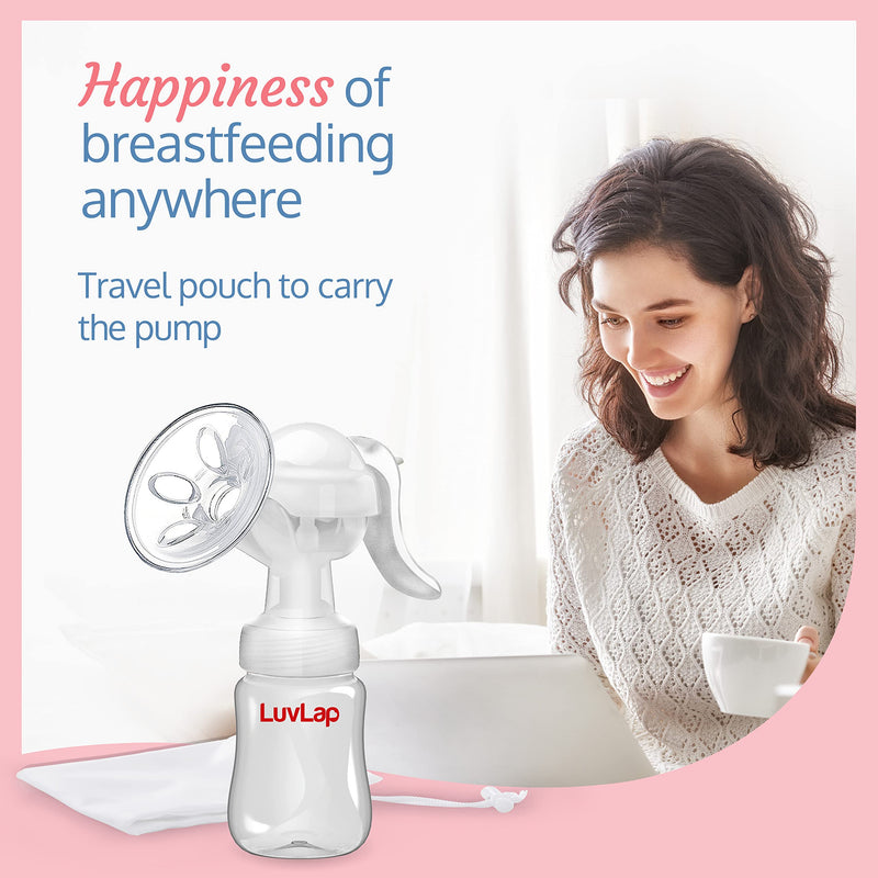 LuvLap Manual Breast Feeding Pump for Comfort and Easy One Hand Operation