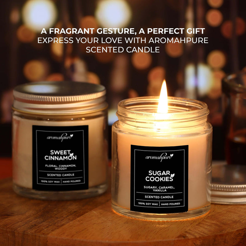 Aromahpure Scented Candles (55 Hours) (100% Soy Wax)- Handcrafted | Smoke-Free | Sweet Cinnamon- Floral, Cinnamon & Woody, Sugar Cookies- Sugery, Caramel & Vanilla Fragrance Candles for Home