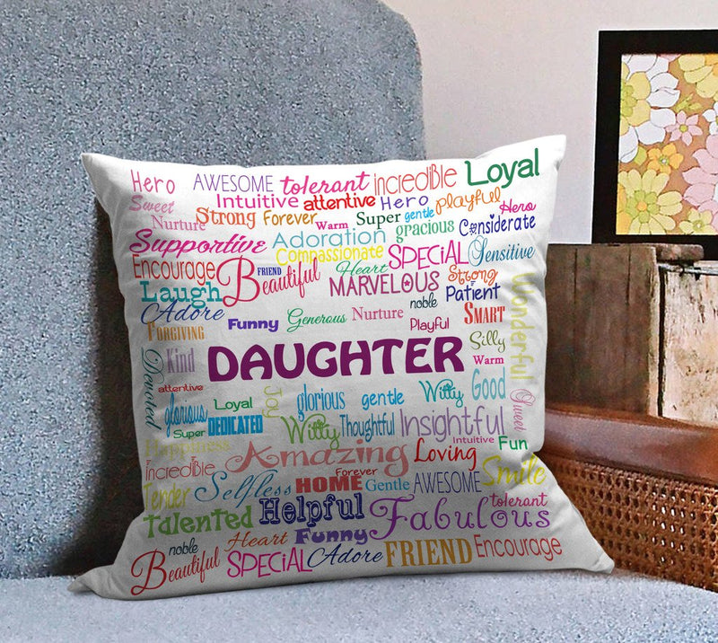 TIED RIBBONS Gift for Daughter Printed Cushion (12 Inch X 12 Inch, Multicolor) with Filler