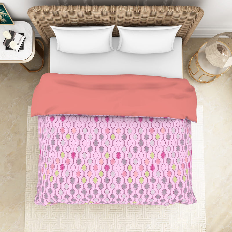 Spaces 100% Cotton Shell Quilt Double Anti Viral Health Layer Protects for Allergens & Restricts Fibre Migration Soft Feel 144 Tc Pink Quilt for Double Bed