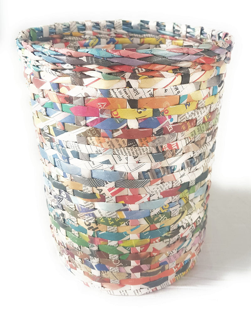 Sonas Creation Paperus, Natural, Open-top Dustbin, Waste Basket, Paper Bin, Trash Can, Storage Basket, Standard Size 10 Liter, 11 inch Tall, Eco-Friendly, Handmade, of Paper Ropes