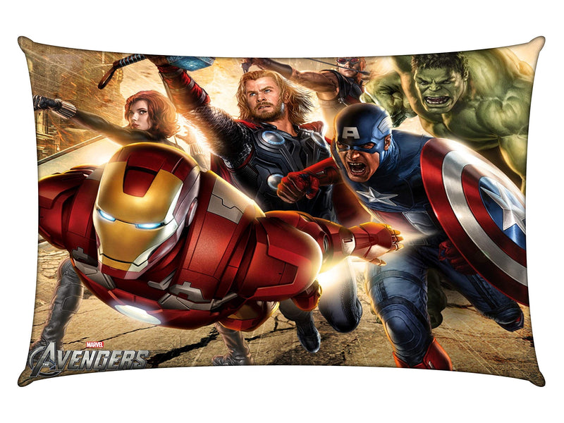 PartyStuff Kids Microfiber Avengers Superhero Cartoon Printed Cover Cushion Pillow (Brown, 12x18)