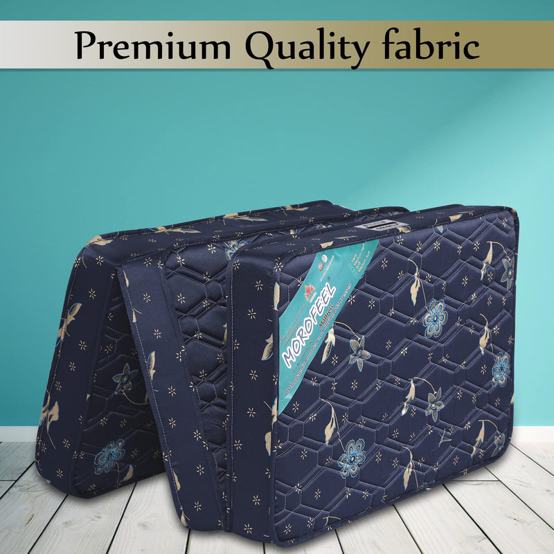 MOROFEEL 4 inch Soft Bounce Single High Density PU Foam Foldable Mattress Navy Blue (72x35x4 inch, 3 Fold)