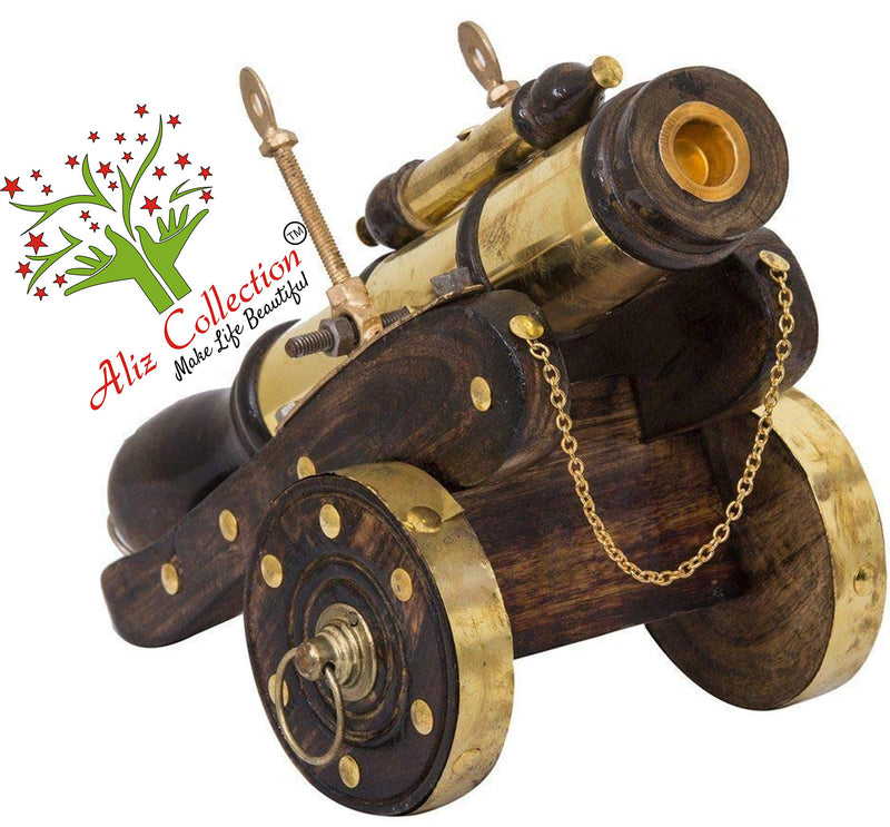 Aliz Collection Wooden Cannon Showpiece 15"