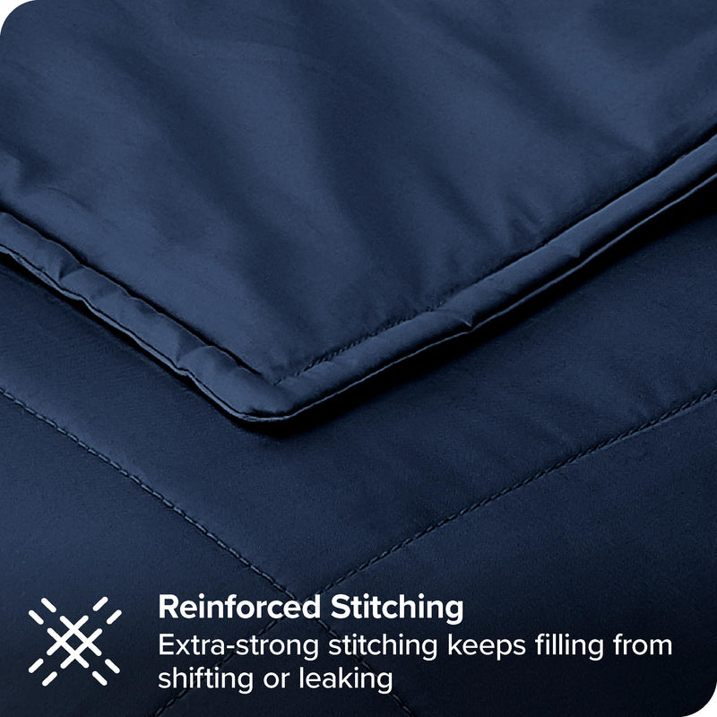 Bare Home Weighted Blanket for Adults and Kids 17lb (60" x 80") - All-Natural 100% Cotton Heavy Blanket Nontoxic Glass Beads (Dark Blue, 60"x80")