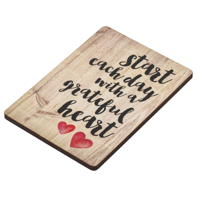 Start Each Day Script Red Heart Distressed Wood Look 3 x 4 Inch Wood Lithograph Magnet