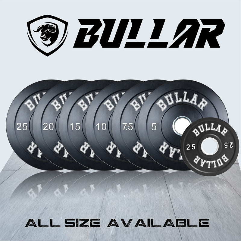 BULLAR Olympic Black Bumper Plates,Rubber Coated spare weight plates 51 mm (10 KG SET (5KGX2))