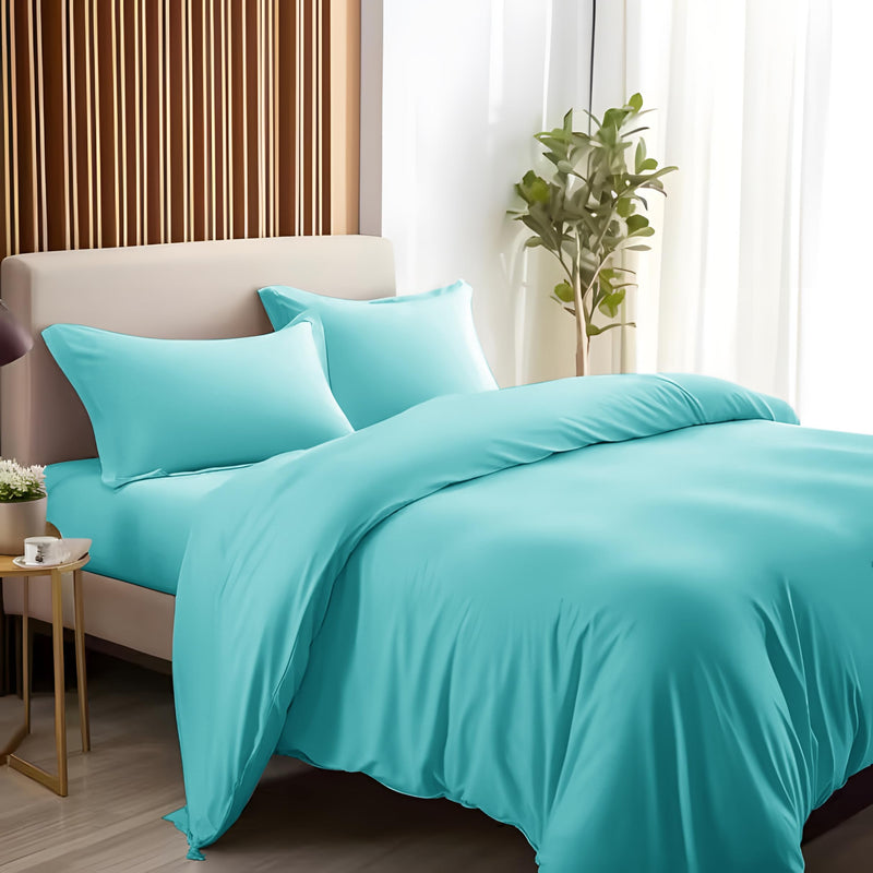 SONORO KATE 100% Pure Egyptian Cotton Sheets Sets,Cooling Bed Sheets 600 Thread Count Long Staple Cotton,Sateen Weave for Soft and Silky, Fits Mattress 16'' Deep Pocket (Seafoam, California King)