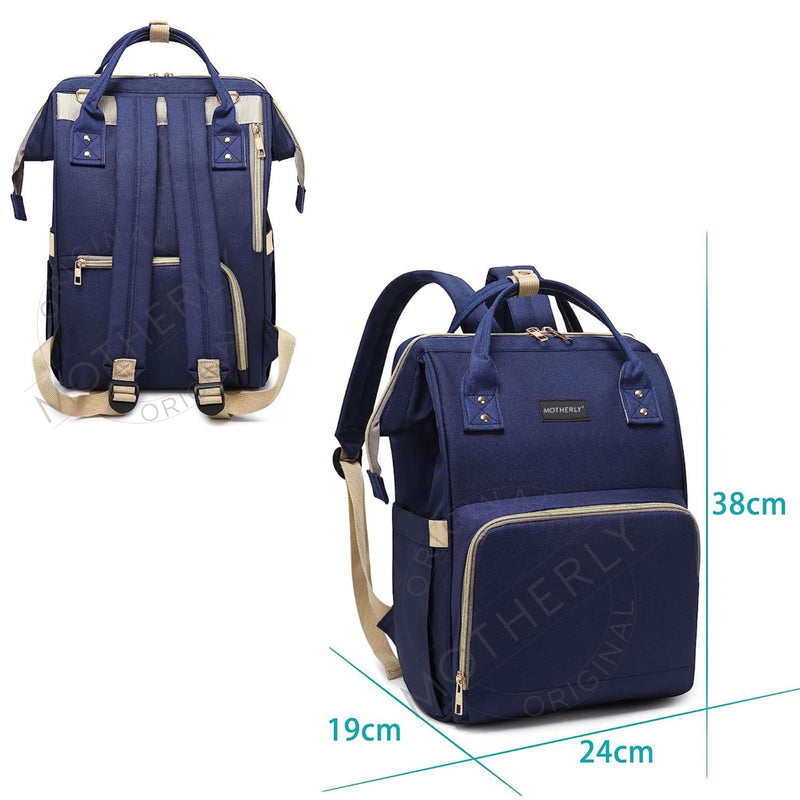 motherly Diaper Bags for Mom Travel Basic Edition|6 Month Warranty |(Navy Blue)