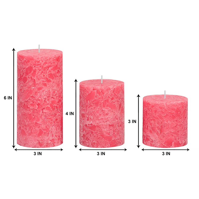 PROSPERRO LUMO by Parkash Candles Set of 3 Fragrance Pillar Candles Marble Finish 3x3, 3x4, 3x6 (Baby Pink - White Sage)
