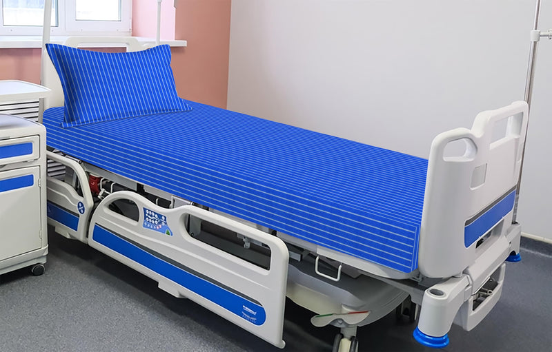 YAWEH Polyester Hospital Bed Sheet/Blanket Single Bed (60 inch x 90 inch) Blue Color with Pillow Cover (Blue) (Blue)