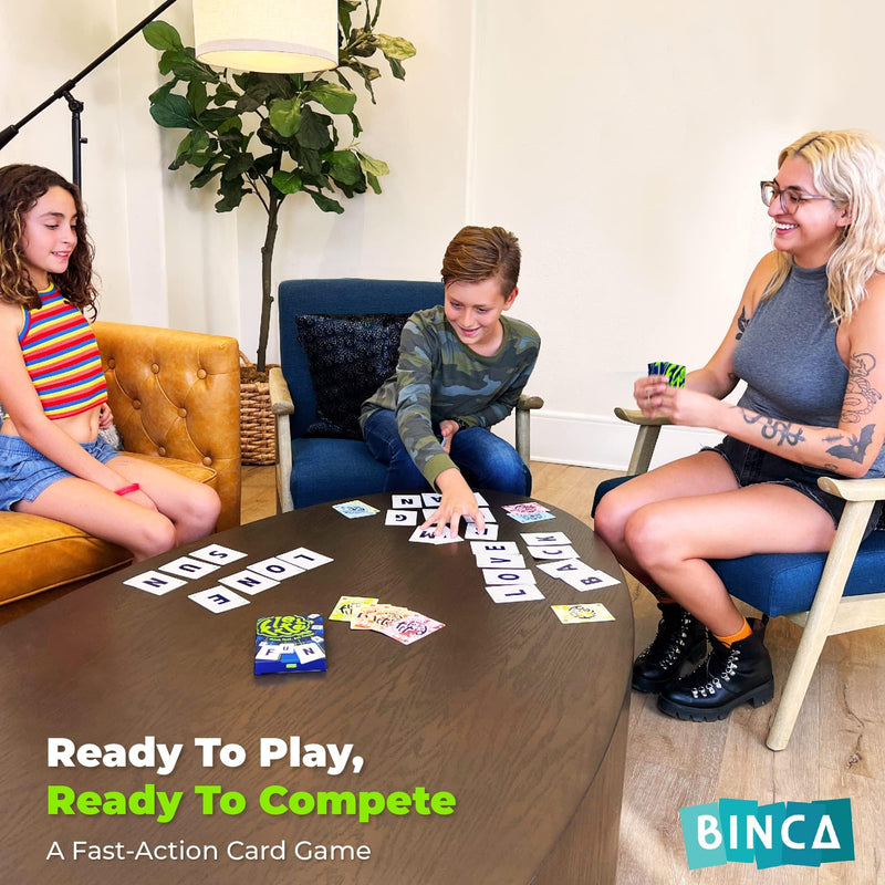 Binca Fletter Word Game, Card Game for All Ages Kids, Teens and Adults, Improves Vocabulary in a Fun Way, Perfect Gift for Ages 5,6,7,8 (2-4 Player)