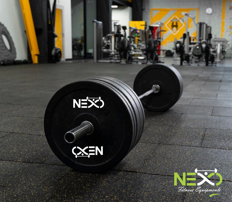 NEXO Black Olympic Professional Bumper Exercise Rubber Plates | Gym Weight Dumbbell Plates | Home gym equipment for Men & Women | 50mm Olympic Barbell | 5kg set of 2 Plates (2.5kg x 2)