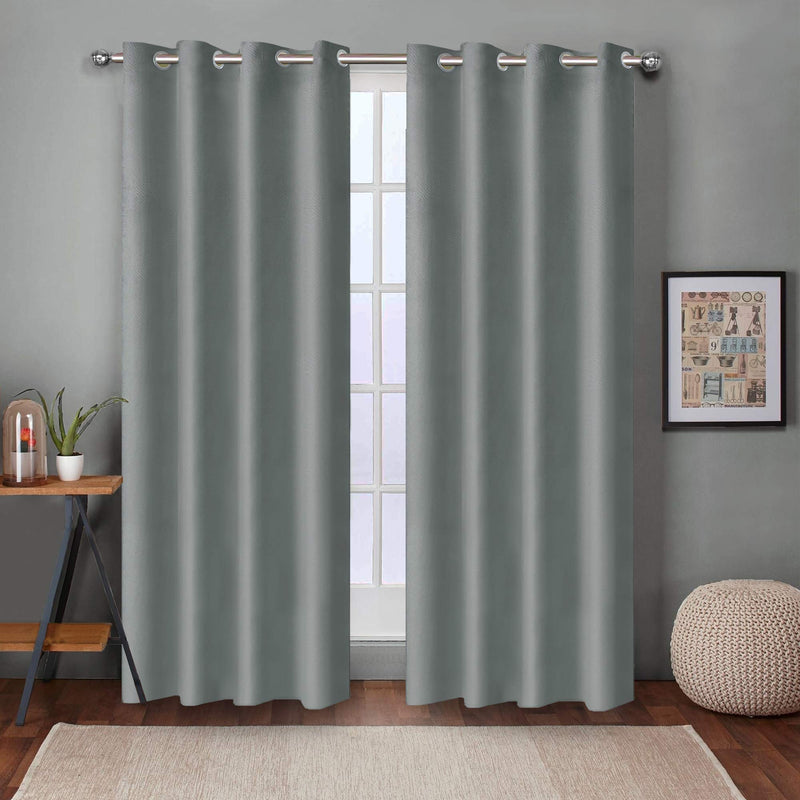 Queenzliving Blackout Curtains, Long Door 9 feet- Pack of 2, Grey