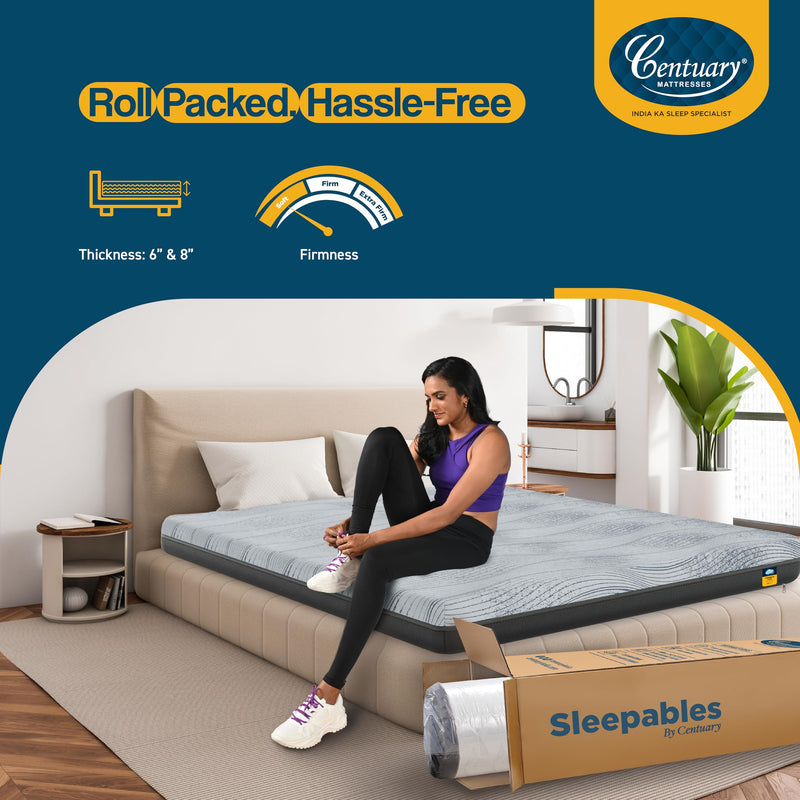 Centuary Mattresses Sleepables 8-Inch Latex Mattress|100% Natural Latex&CertiPUR HiRez Foam|Enhanced Airflow & Breathability|Anti-Sag Technology, Medium Soft Orthopedic Back Support|Queen, 72x60x8 in