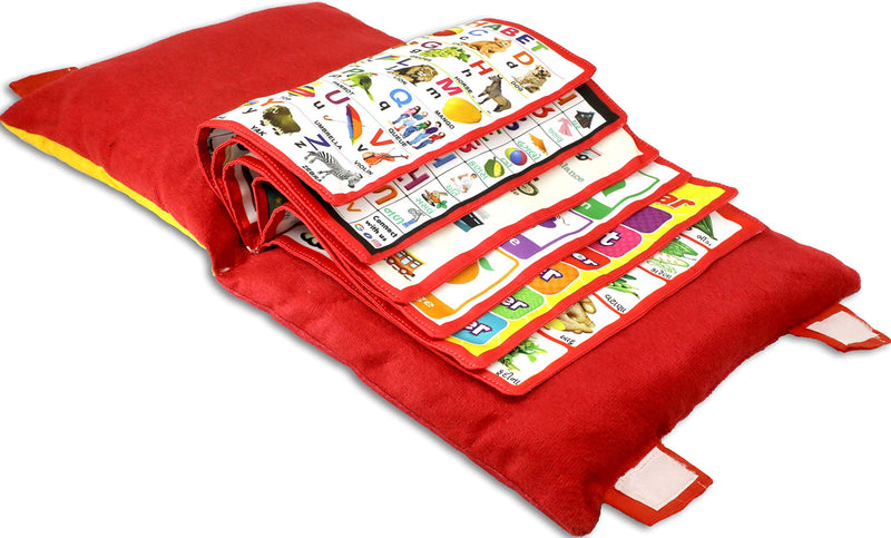 Keshav Creation™ Learning Pillow, Kids Number Pillow, Kids Pillow, Book Pillow, ABC Pillow, Nursery Pillow - Red Colour