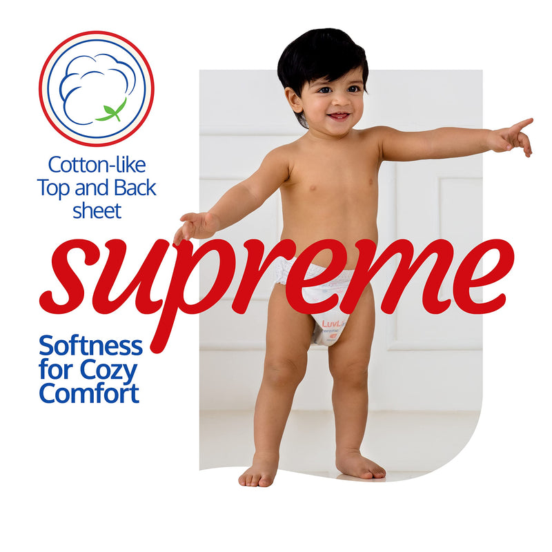 LuvLap Supreme Diaper Pants Large (LG) 9 to 14Kg, 62Pcs, 360° skin care with 10 million breathable pores, Aloe Vera for superior Rash prevention, upto 12hr protection, 5 layer super light core