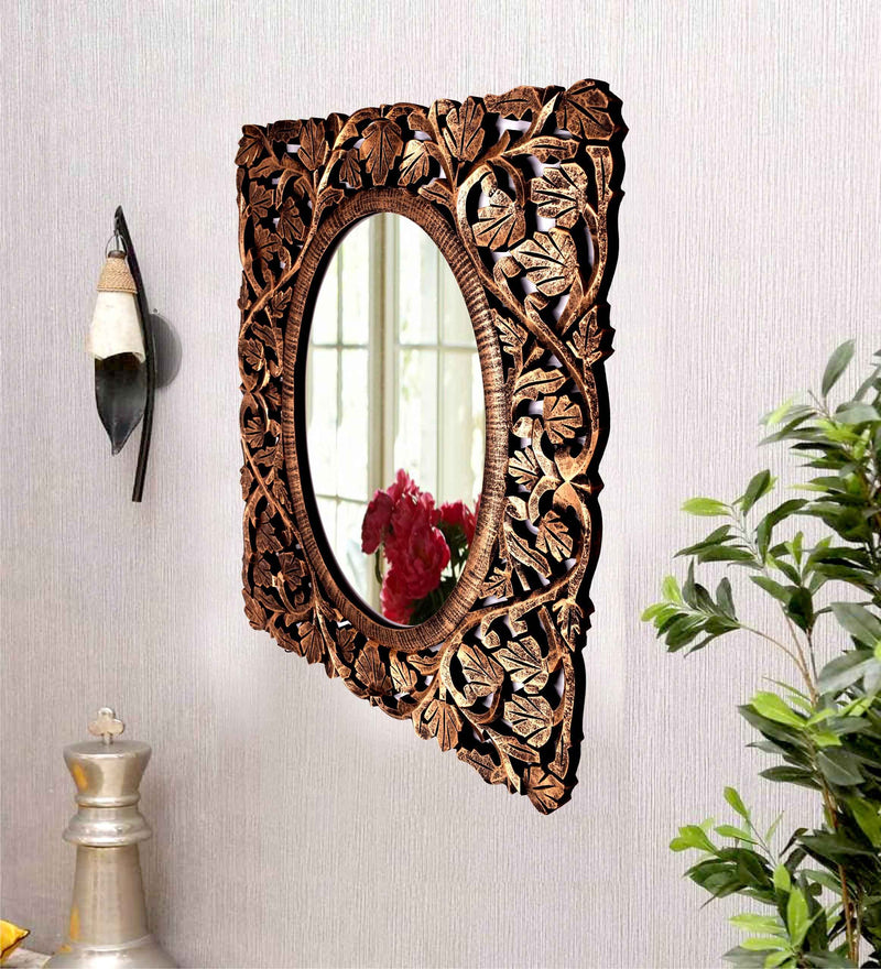 The Wood Rays Handcrafted Decorative Wooden Wall Mirror 20X24