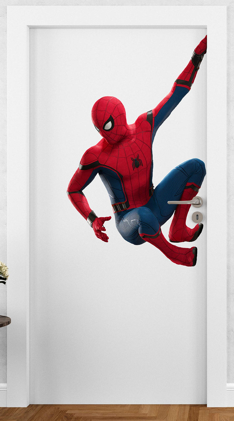 DivineDesigns™ Vinyl Spiderman Side Door Reusable Just Peel & Stick Self-Adhesive Sticker Ideal for Kids Room, Living Room, Bedroom, Office Bedroom, Nursery Wall Decoration (Multicolour - Pack of 1)