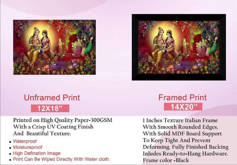 SAF Pack of 1 Radha krishna religious modern art wall painting with framed for living room 11 inch x 14 inch CANFM31324