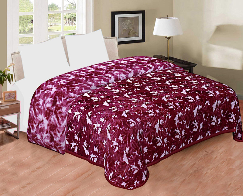 SPANGLE Microfiber Warm Soft Luxurios Magenta 480 GSM Double Blanket