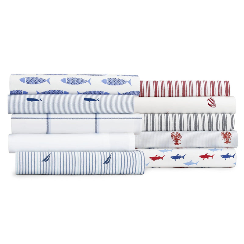 Nautica - Full Sheets, Cotton Percale Bedding Set, Casual Home Decor (Audley Stripe Blue, Full)