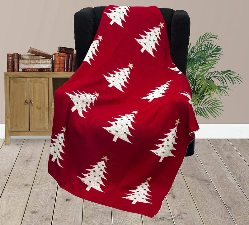 POMME – Festive Christmas Knitted Cotton Throw Blanket – Perfect for Your Sofa and Couch! Measures 170x130 cm. Experience Cozy Comfort with Warmth and Style Like Never Before