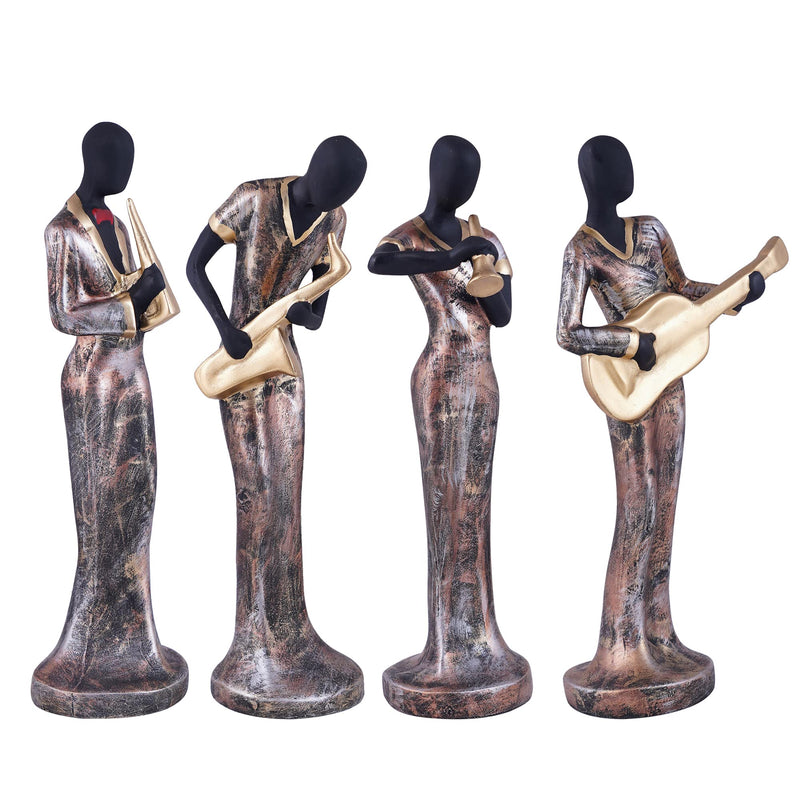 zart Resin Musical Instrument Showpiece, Set of 4 (Gold)