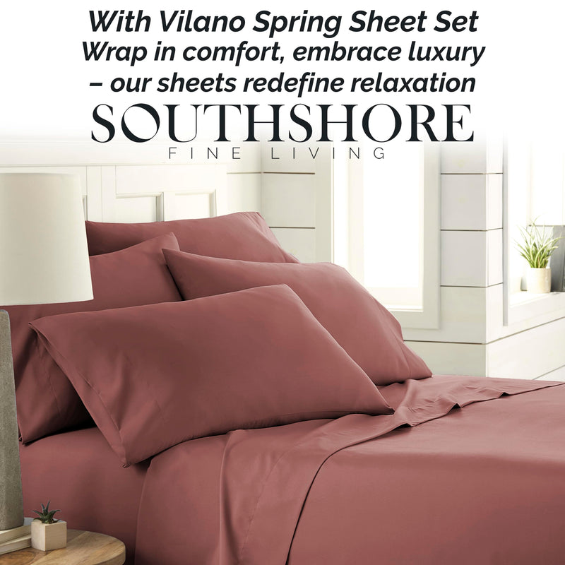 King, Marsala (Terra Cotta) : Southshore Fine Linens - Vilano Springs - 6 Piece - Extra Deep Pocket Sheet Set, King, Marsala (Terra Cotta)