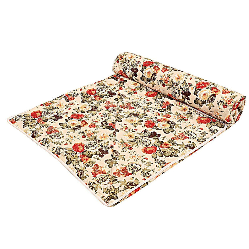 SINWAR HOME DECOR Poly Cotton Flower Printed Reversible Double Bed Comforter Dohar/Blanket//Quilt (RED KACHRA, Double)