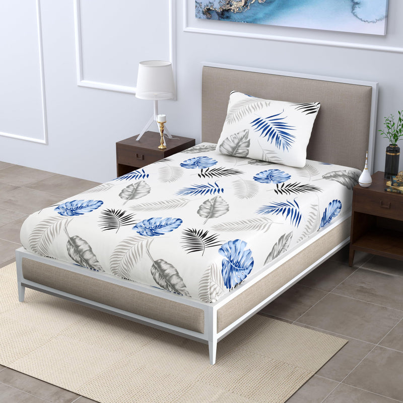 280 TC Glace Cotton BEDSHEET Single Size BEDSHEET Glace Cotton BEDSHEET with Pillow Cover (White)