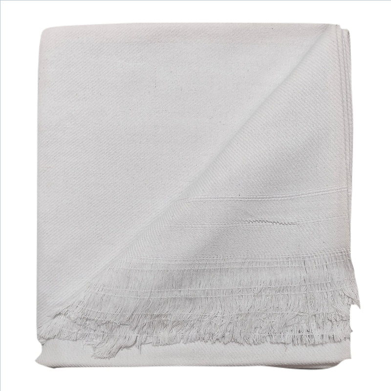 Bunkaar Arvore Hand Woven Thick and Heavy 100% Cotton Soft Beautiful Khes/Comforter/Chadar/Single AC Blanket, Set of 1 Pc, Size- 275cm X 150cm (White), Reversible