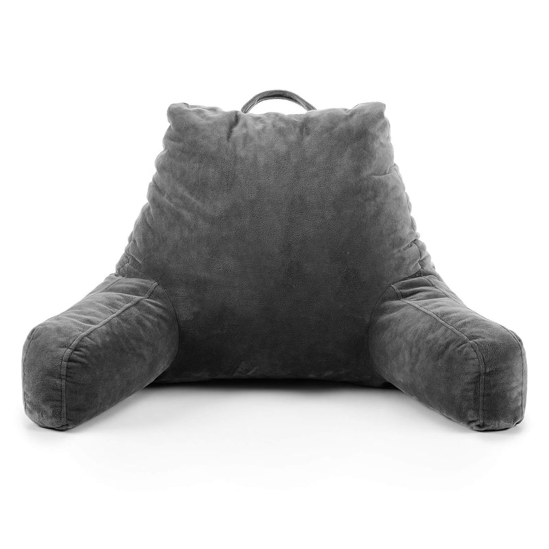 PumPum Back Rest Reading Pillow with Arm Rest - Comfortable Support for Reading, Watching TV, or Relaxing (Grey)