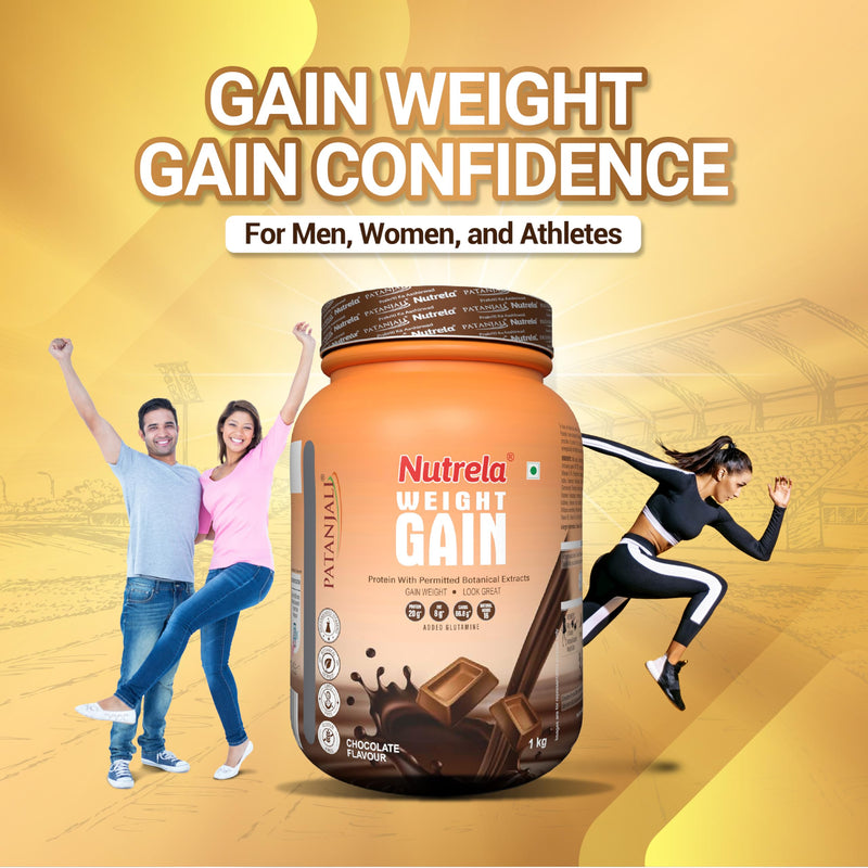 Nutrela Weight Gainer - 1kg Chocolate Flavor (Pack of 2) | 20g Protein, 66.8 Carbs | Ideal for Athlete, Men, Women & Kids above 10 Year