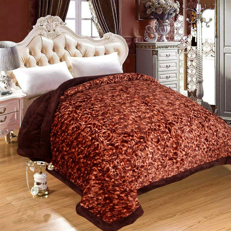 TIB Velvet 180 Premium Super Soft Microfiber Winter Heavy Quilt - Razai (Brown_Single)