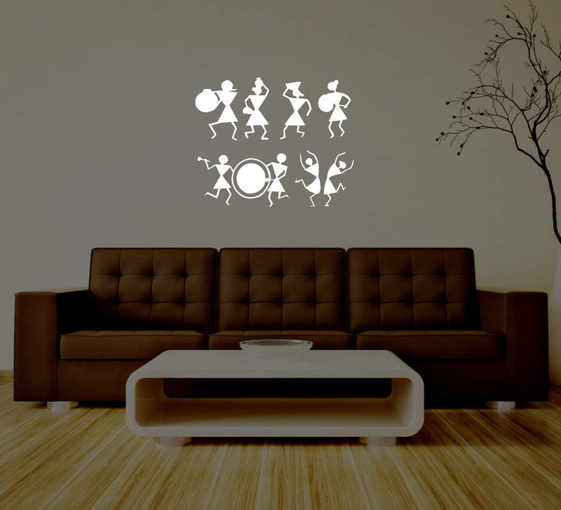 Sticker Hub Warli Art Tribal People Decorative Wall Sticker 50cm x 62cm WS87