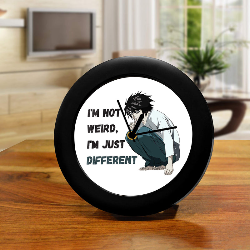 MCSID RAZZ Plastic Comic-Anime Death Note I am not Weird Table Clocks (Multicolour, Length 16.5 cm, Width 16.5 cm and Height 4 cm)