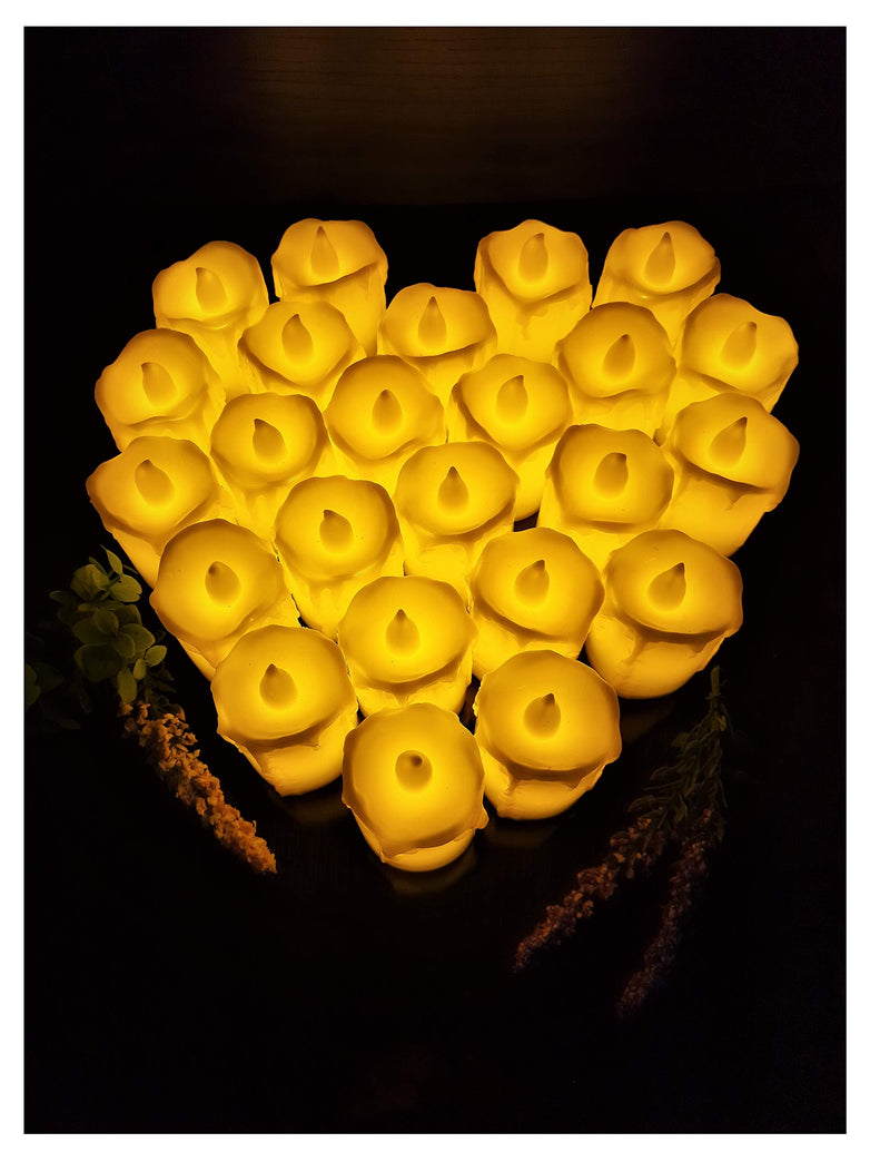 AFTERSTITCH Artificial Decorative Melting wax style LED non flickering candles Lights diya for home decoration (Batteries Included) 24 pieces